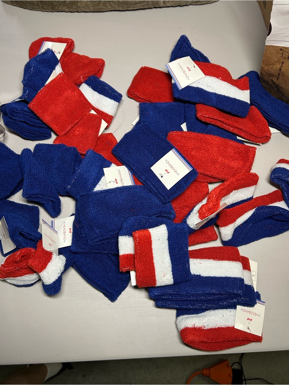 Terry Wristbands & Headbands- Red White Blue